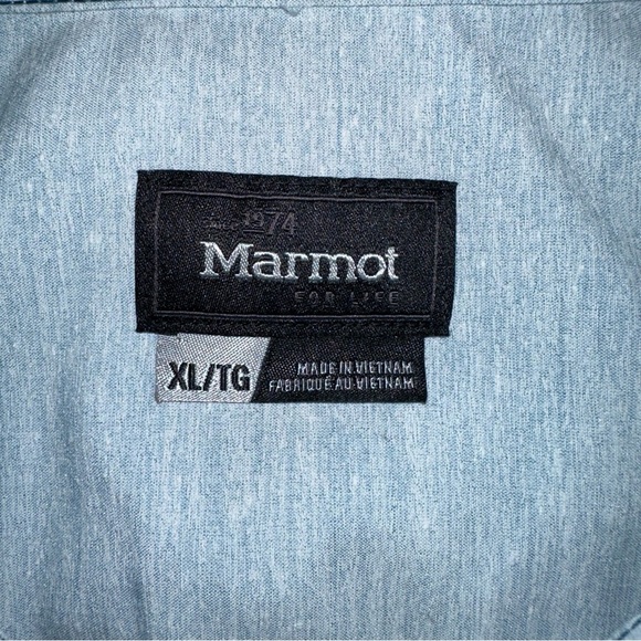 Marmot Shirt Mens XL Celestial Blue Cooper Canyon Short Sleeve Button Down NWT - Picture 5 of 10